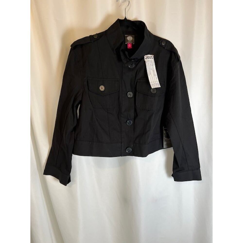 Vince Camuto Button Front Cropped Jacket Women's Black M MSRP $139 - Picture 2 of 9